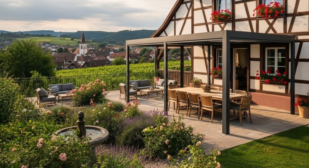 Pergola bioclimatique dans la vallée de villé en Alsace